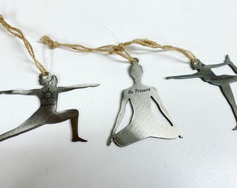 Yoga Ornament - Metal Yoga Tree Position - Metal Yoga Gift - Tree Position Ornament - Personalized Yoga Ornament - Yoga Instructor Gift