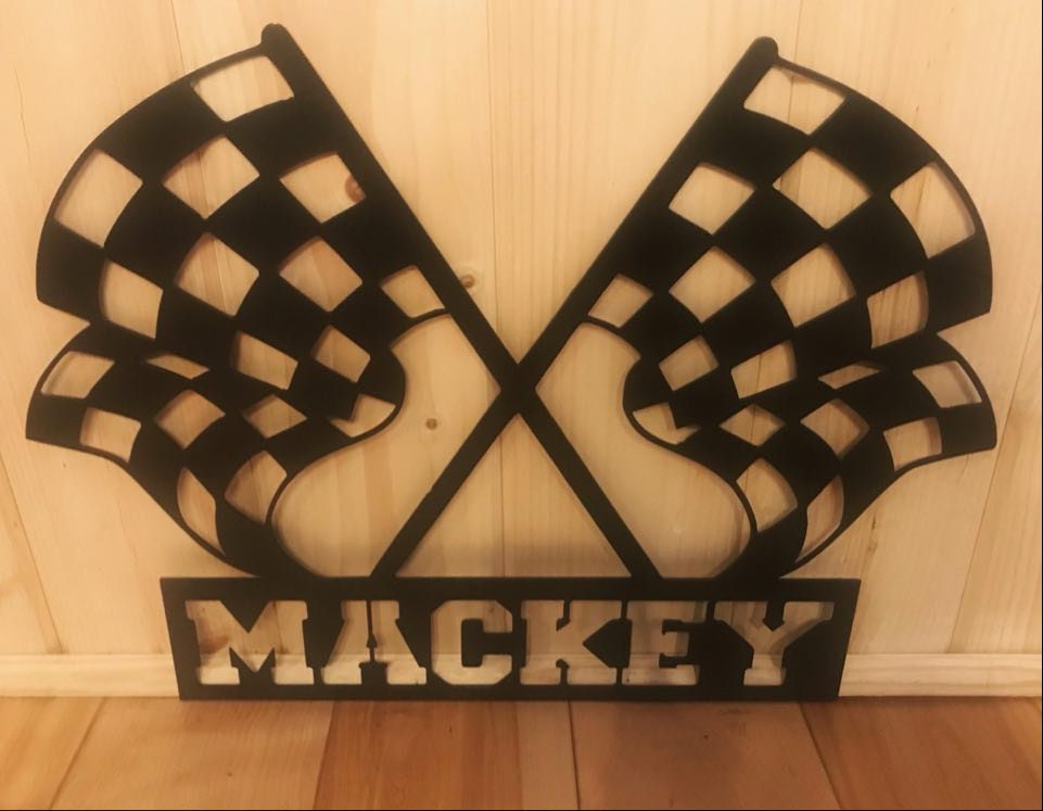 Personalized Metal Race Flags - Black and White Checkered Race Flags ...
