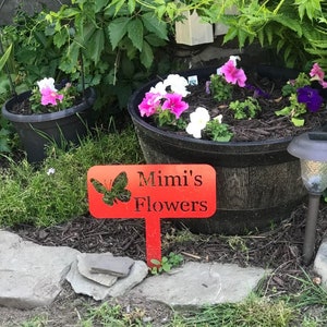 Personalized Garden Sign - Custom Metal Garden Stake - Mimi's Fowers Sign - Grandma's Garden Sign - Nana's Flower Sign - Mother's Day Gift