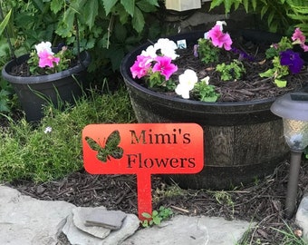 Panneau de jardin personnalisé - piquet de jardin en métal personnalisé - panneau de fleurs de Mimi - panneau de jardin de grand-mère - panneau de fleur de grand-mère - cadeau de fête des mères