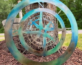 Compass Rose Metal Sign -Outdoor Metal Compass - Nautical Decor - Patina Compass - Metal Compass Decor - Custom Metal Compass -Large Compass