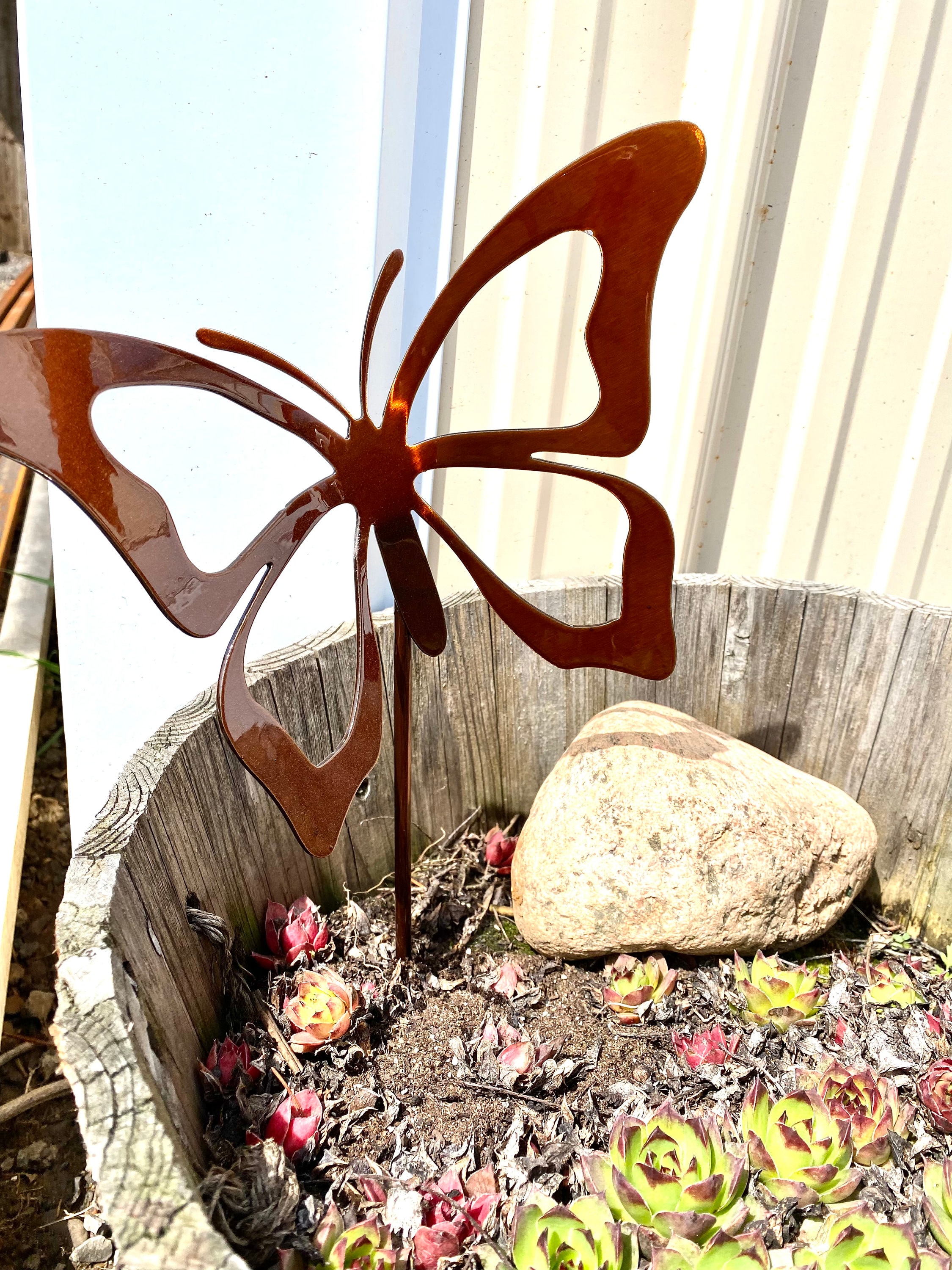 Metal Butterfly Garden Stake Butterfly Garden Art Etsy