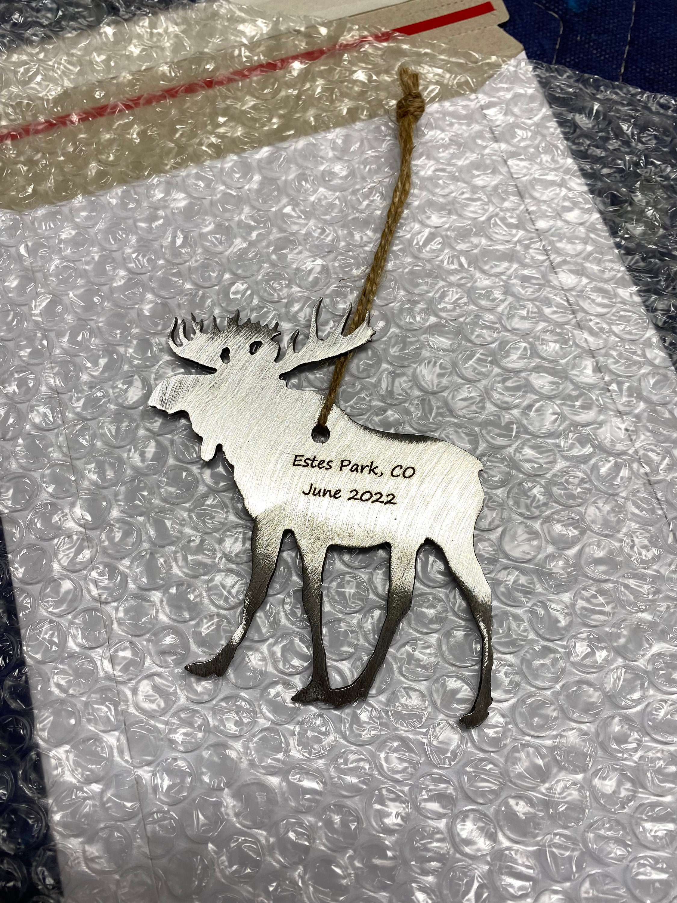 Moose Metal Ornament Rustic Metal Ornaments Moose Heart Etsy