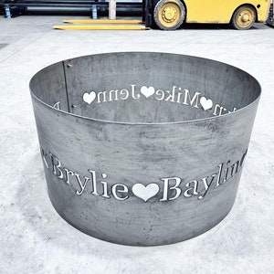 Family Name Fire Ring - Metal Fire Ring - Family Names Fire Pit - 11th Anniversary Gift - Backyard Fire Ring - Camping Gift