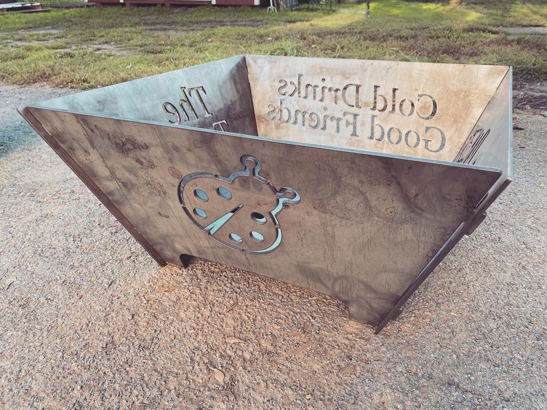Custom Metal Firepit - Collapsible Steel Fire Pit - Personalized Fire Pit - Portable Steel Fire Pit - Customized Fire Pit - Customized Gift image 9