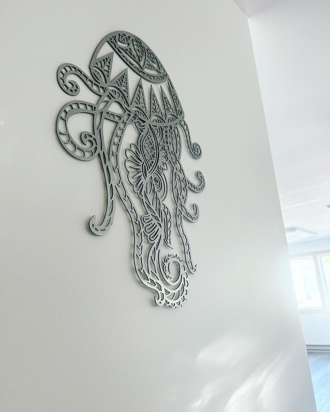 Metal Jellyfish Wall Decor Mandala Jellyfish Art Metal Etsy