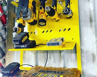 Power Tool Charging Station - Steel Charging Station - Drill Holder - Metal Drill Holder - Metal Tool Organization - Garage Tool Holder