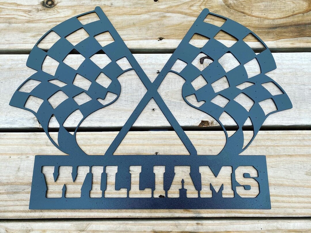 Personalized Metal Race Flags - Black and White Checkered Race Flags ...