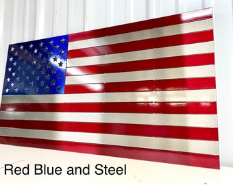 American Flag- Metal Flag- Patriotic Metal Decor - Steel American Flag - Retirement Gift - Police, Firefighter, Patriot - Christmas Gift