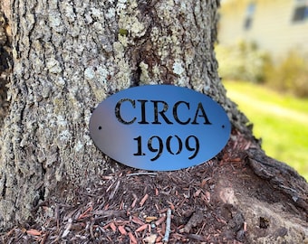 Metal Circa Sign - Personalized Circa Sign - Historic House Plaque - Circa Plaque - Circa Year Sign - Metal Plaque Sign - Oval Year Plaque