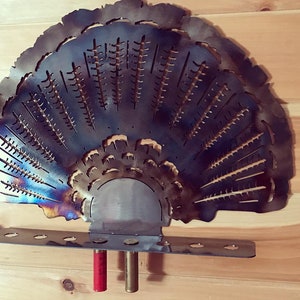 Metal Turkey Fan Trophy Display - Custom Turkey Display - Turkey Beard and Shell Display - Metal Hunting Decor - Turkey Hunting Gift