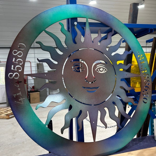 Personalized Metal Sun Compass - Custom Coordinates Sign - Nautical Decor - Patina Compass - Metal Compass Decor - Custom Metal Compass