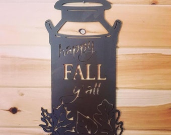 Vorderseite Herbst Dekor - Happy Fall Y'all - Glücklicher Fall Y'all Metallschild - Herbst Wanddekor - Metall Herbst Schild - Herbst Metallschild