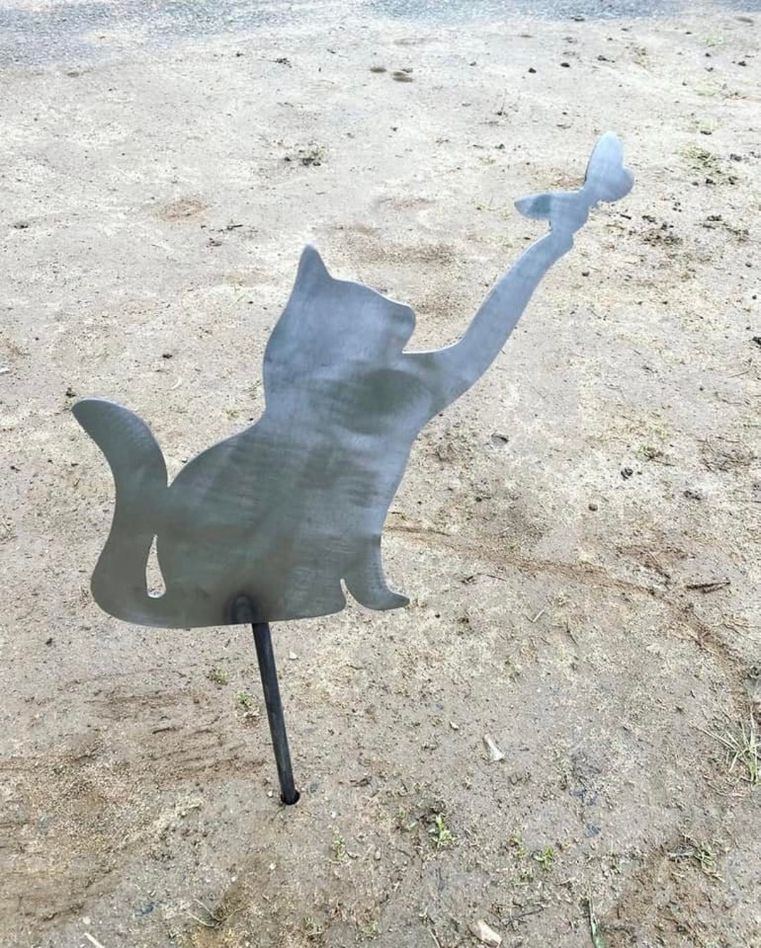 Metal Cat Stake Metal Cat Garden Stake Cat and Butterfly Etsy