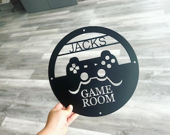 Personalized Metal Gaming Sign - Custom Video Game Metal Art Decor - Game Room Sign - Gamer Name Sign - Gamer Gift - Game Controller Sign