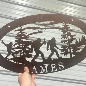 Metal Bigfoot Sign - Personalized Bigfoot Sign - Bigfoot Camping Sign - Bigfoot Decor - Sasquatch Sign - Bigfoot Gift - Drinking Bigfoot