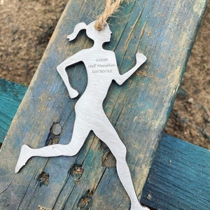 Runner Girl Ornament Runner Girl Metal Display Gift For Runner Girl Running Pendant Personalized Runner Runner Gift Custom Gift image 2