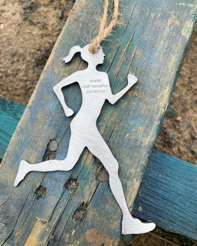 Runner Girl Ornament Runner Girl Metal Display Gift For Runner Girl Running Pendant Personalized Runner Runner Gift Custom Gift image 2