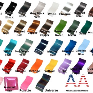 Puede incluir: Una tabla de 25 colores de pintura diferentes, incluyendo negro texturizado, negro brillante, negro mate, veta negra gris, blanco, cromo, plata texturizada, cubo de &oacute;xido, marr&oacute;n tacoma, oro, oro texturizado, cobre, cobre texturizado, verde bosque, verde militar, salvia, verde ne&oacute;n texturizado, azul verdoso, azul caramelo, veta de cobre azul verdoso, azul marino, azul texturizado, azul raqueta de nieve, azul carolina, azul brillante, rojo pasi&oacute;n texturizado, rojo piruleta, granate, naranja, amarillo, lila, morado majestuoso, rosa polvoriento, rosa bonito, rosa texturizado, roseta y universo.