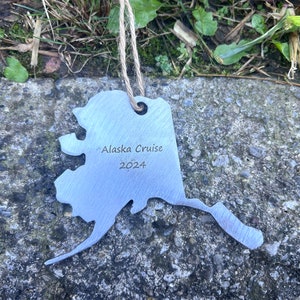 Ornament Alaska - metalen ornament Alaska - omtrek Alaska - gepersonaliseerd metalen ornament - gepersonaliseerd ornament Alaska - cadeau Alaska
