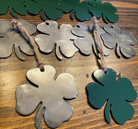 Metal Clover Ornament - St. Patrick's Day Decor - Irish Gift - Four Leaf Clover - Optional Personalization