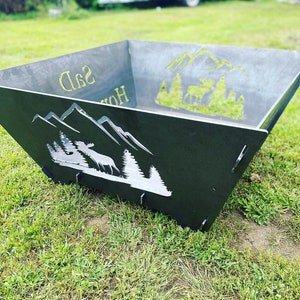 Custom Metal Firepit - Collapsible Steel Fire Pit - Personalized Fire Pit - Portable Steel Fire Pit - Customized Fire Pit - Customized Gift image 2