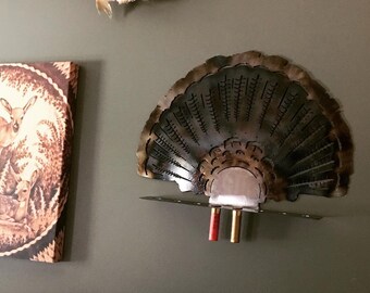 Shot Shell Turkey Fan Mount – Copper Display Plaque For Turkey Fans, Beards & Spurs
