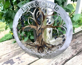 Metal Celtic Tree Of Life - Personalized Metal Tree Of Life Sign - Family Last Name Metal Sign - Celtic Tree - Personalized Anniversary Gift