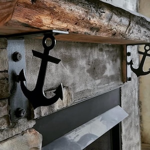Custom Made Farmhouse Style Mantle Brackets - Steel Mantle Brackets - Anchor Shelf Brackets - HeavyDuty Steel Brackets - Mantle Support