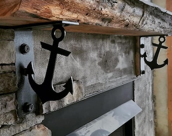 Custom Made Farmhouse Style Mantle Brackets - Steel Mantle Brackets - Anchor Shelf Brackets - HeavyDuty Steel Brackets - Mantle Support