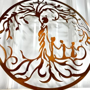 Metal Tree Of Life Tree Of Life Decor Mother With Children Wall Art Wall Decor Gift For Mom Gift For Grandma Mother's Day Gift image 1