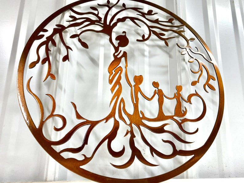 Metal Tree Of Life Tree Of Life Decor Mother With Children Wall Art Wall Decor Gift For Mom Gift For Grandma Mother's Day Gift image 1