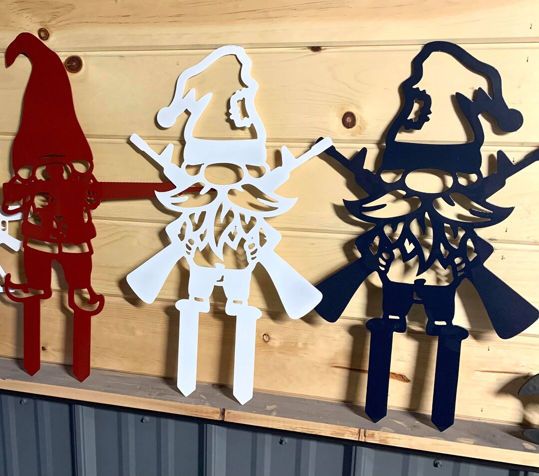 Defensive Garden Gnomes - Gun Shop Sign - Gnomes With Guns - Garden ...