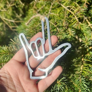 ASL I Love You Ornament - Prezent ASL - Prezent I Love You - Język migowy - ASL - I Love You - Prezent na Walentynki - Metalowa ozdoba - Walentynki