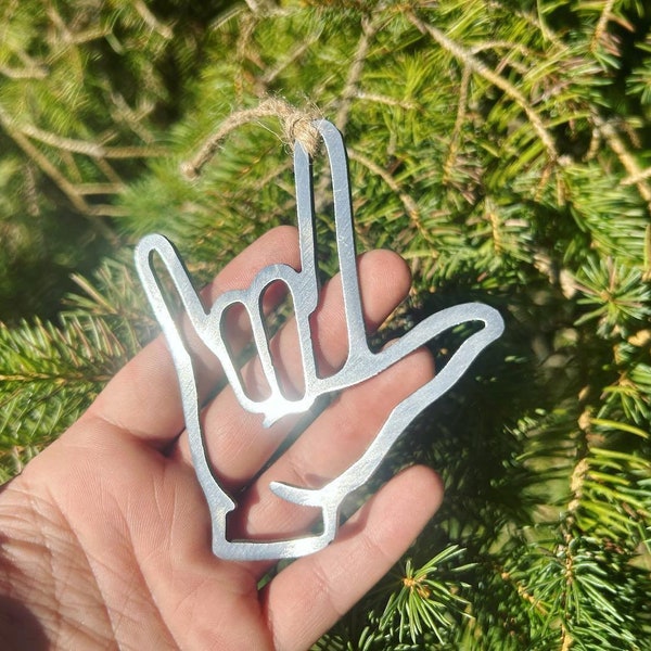 ASL I Love You Ornament - ASL Gift - I Love You Gift - Sign Language - Metal Ornament - ASL- I Love You - Mothers Day Gift - Love Ornament