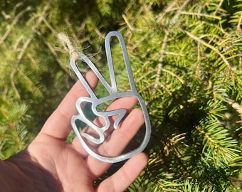 Peace Sign Ornament - Metal Peace Ornament - Peace Sign Christmas Ornament - Christmas Gift - Metal Ornament - Hippie Christmas Ornamnet