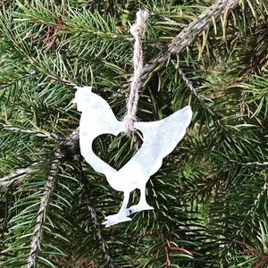 Metal Chicken Ornament - Chicken Heart Ornament - Rustic Metal Ornament - Farmhouse Ornament - Farmhouse Chicken Ornament - Christmas Gift