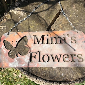 Personalized Garden Sign -Personalized Metal Garden Decor - Mimis Flowers - Nanas Flowers -Grandmas Flowers -Moms Garden - Mother's Day Gift