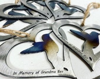 Adorno de colibrí de metal - Adorno de colibrí personalizado - Adorno de Navidad - Regalo de Navidad de colibrí - Adorno de recuerdo - Regalo