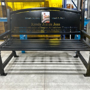 Personalized Metal Bench - Memorial Bench - Steel Bench with Photo -Heavy Duty Memorial Bench - Metal Park Bench - Handcrafted Custom Bench