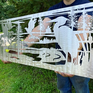 Reiher und Ente Metallschild - Stahlblech - Ente und Reiher Wandkunst - Wildtier Dekor - Haus am See Beschilderung - Weihnachtsgeschenk