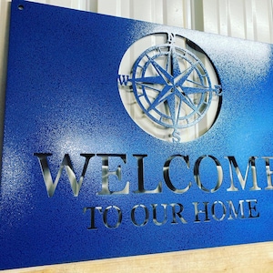 Personalized Metal Compass - Welcome To Our Home Personalized Sign - Compass Welcome To Our Home Sign - Nautical Decor -Coastal Welcome Sign