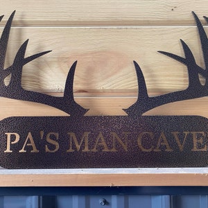 Personalized Metal Antlers Sign - Antlers Sign With Custom Text - Man Cave Sign - Antlers Garage Sign - Hunting Gift For Him - Fathers Day