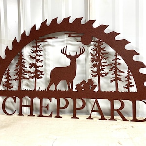 Personalized Metal Deer Sawblade Sign - Last Name Deer Sign - Unique Gift - Metal Deer Sign - Wildlife Sign - Custom Family Name -  Gift