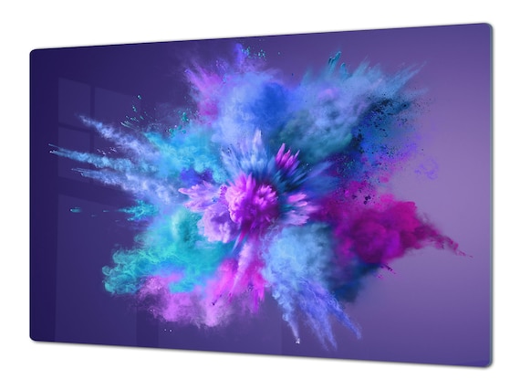Tempered Glass Cutting Board: Color Explosion Art, Cooktop Cover