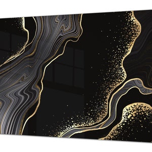 HUGE TEMPERED GLASS Cooktop Cover – Glass Cutting Board and Worktop Saver DD33 Colourful abstractions Series: Glossy waves