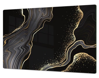 Tempered Glass Cooktop Cover: Abstract Glossy Waves Cutting Board