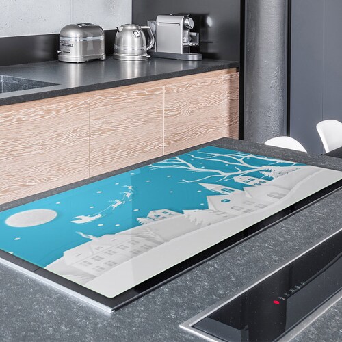 UNIQUE Tempered GLASS Kitchen Board - shops Winter view