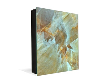 Amber Onyx Key Lock Box: Magnetic Glass Memo Board, 50 Hooks