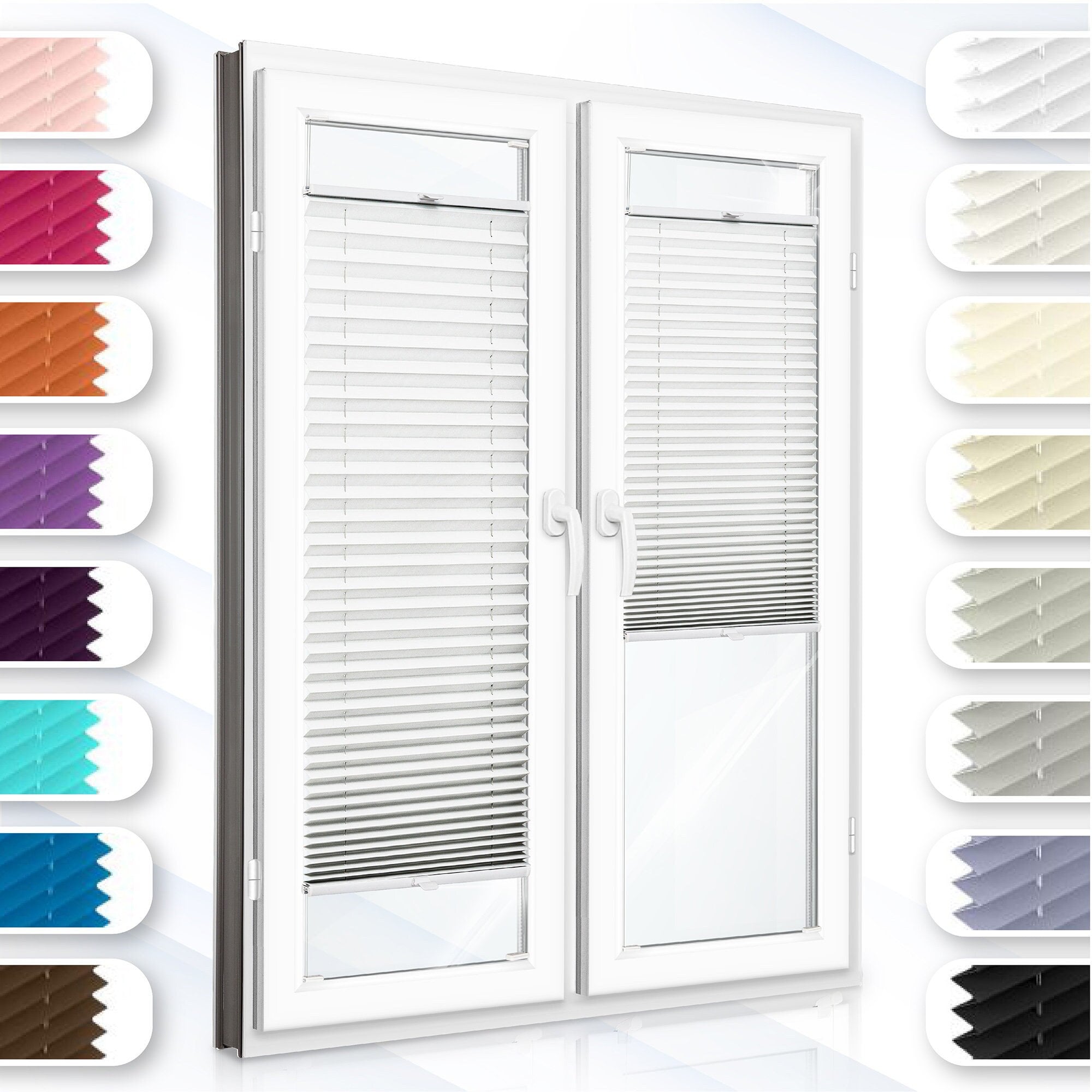 CUSTOM Pleated Shades - Made-to-measure window blinds - Installation WITH DRILLING - Rich colour selection - Premium window and door shades